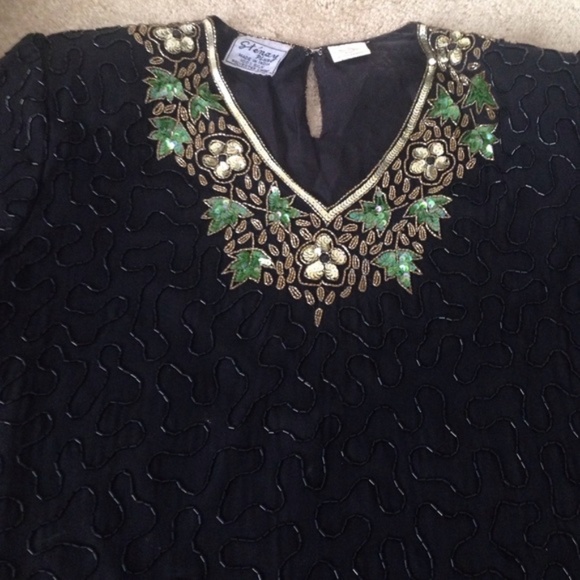 Vintage Stenay sequin and beaded silk top - Picture 6 of 16